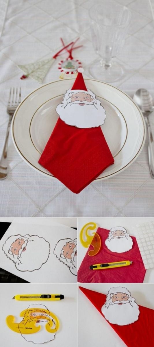 Trang trí khăn ăn hình ông già Noel
